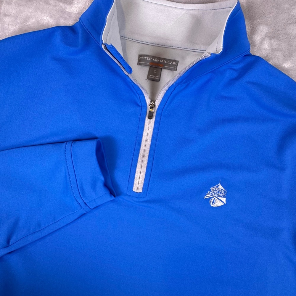 Peter Millar Mens S Royal Blue Founders Cup Invitational Wicking Quarter Zip